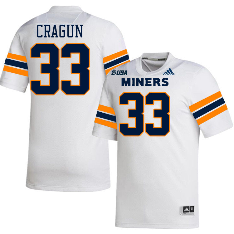 #33 Tanner Cragun UTEP Jersey,UTEP Miners College Football Jersey,Uniforms-White